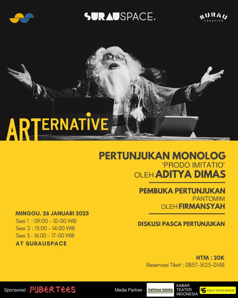 Agenda Komunitas: Pertunjukan Monolog “Prodo Imitatio” di Surau-Space